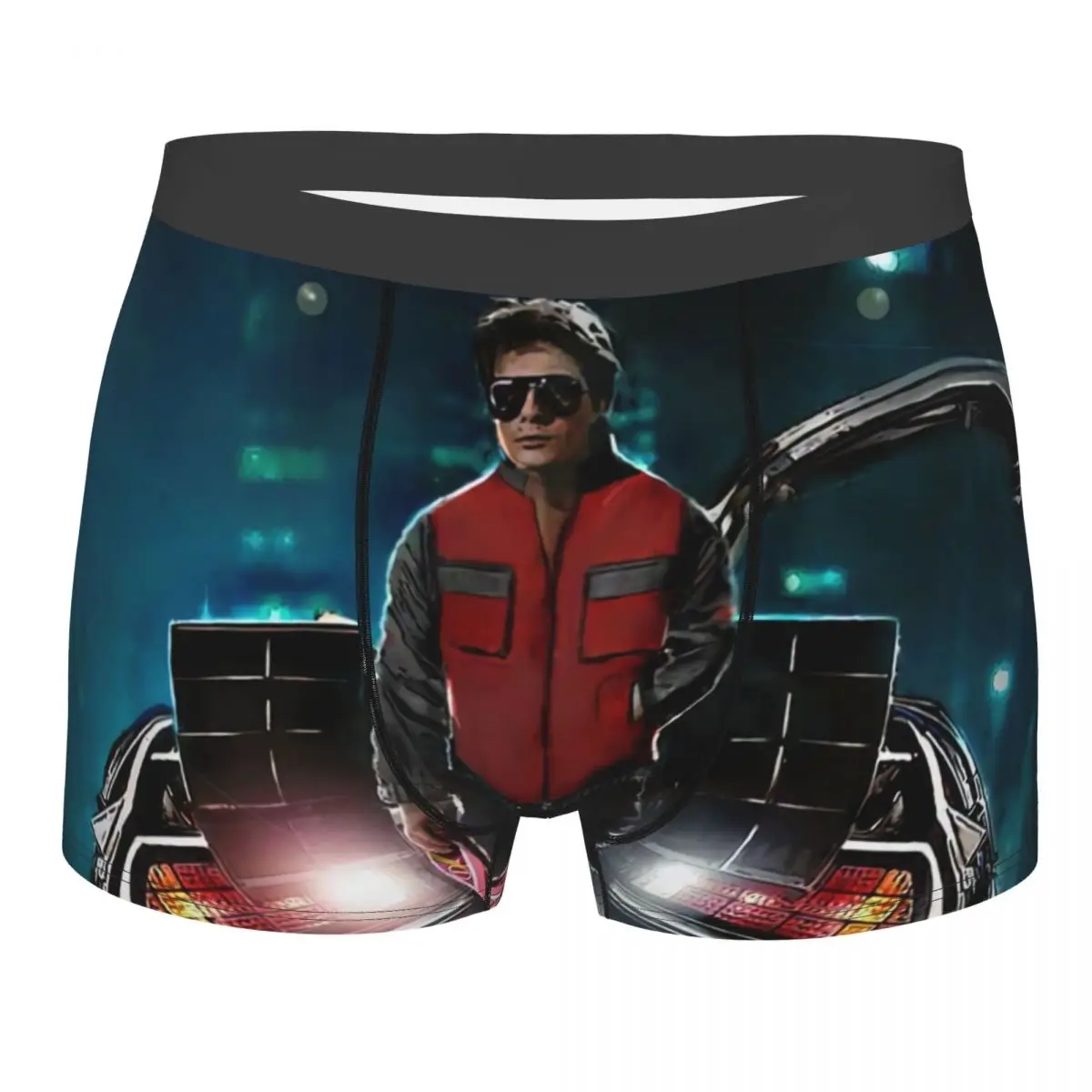 

Custom Back To The Future Underwear Men Stretch American Science Fiction Boxer Briefs