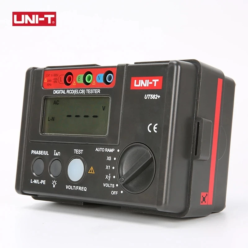 UNI-T UT582+ Digital RCD (ELCB) Tester AUTO RAMP Leakage Circuit Breaker Meter with Mis-Operation Buzzer