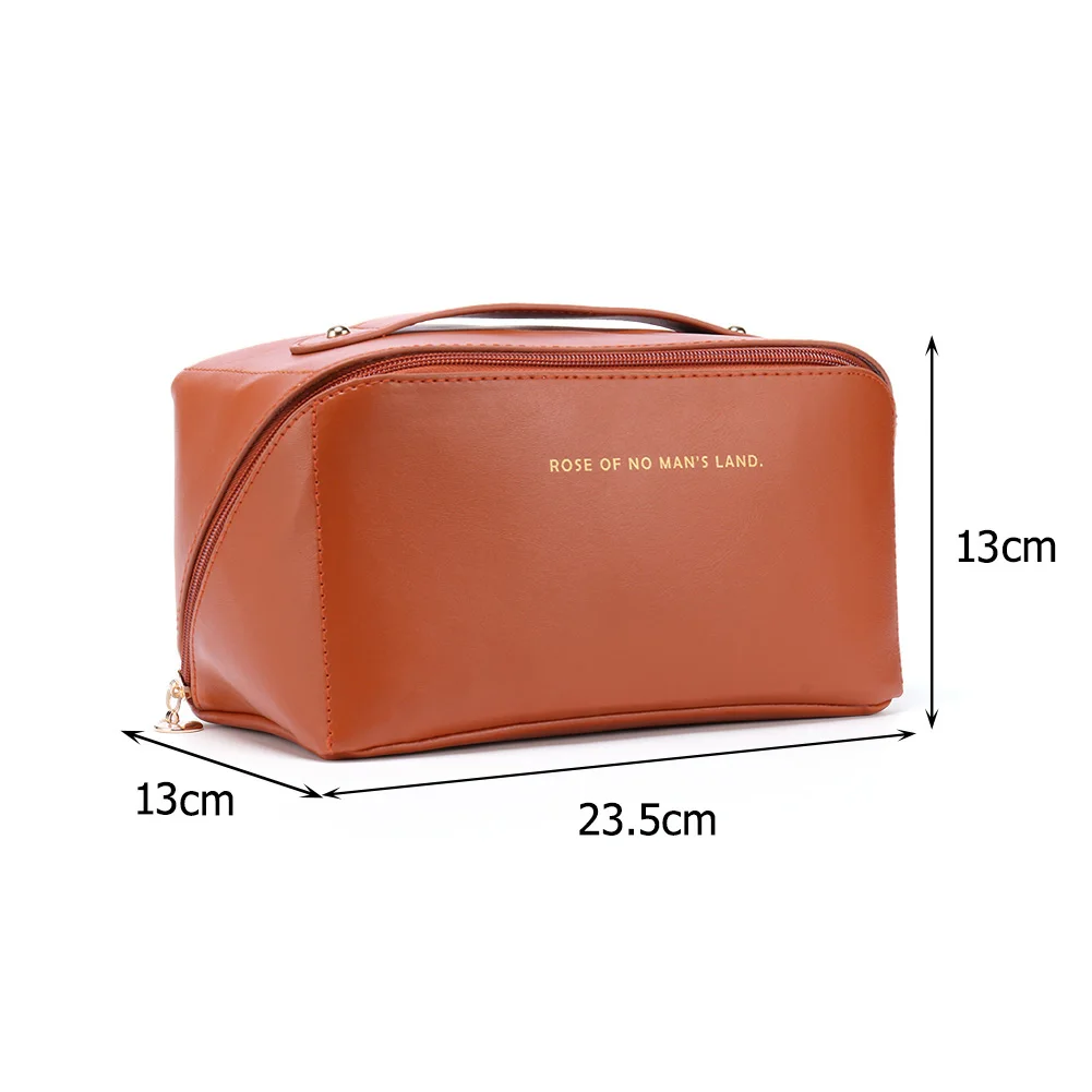 Large Capacity PU Leather Cosmetic Storage Bag Women Makeup Organizer Handbag  Makeup Brushes Storage Bag Toiletry Bag Travel - AliExpress