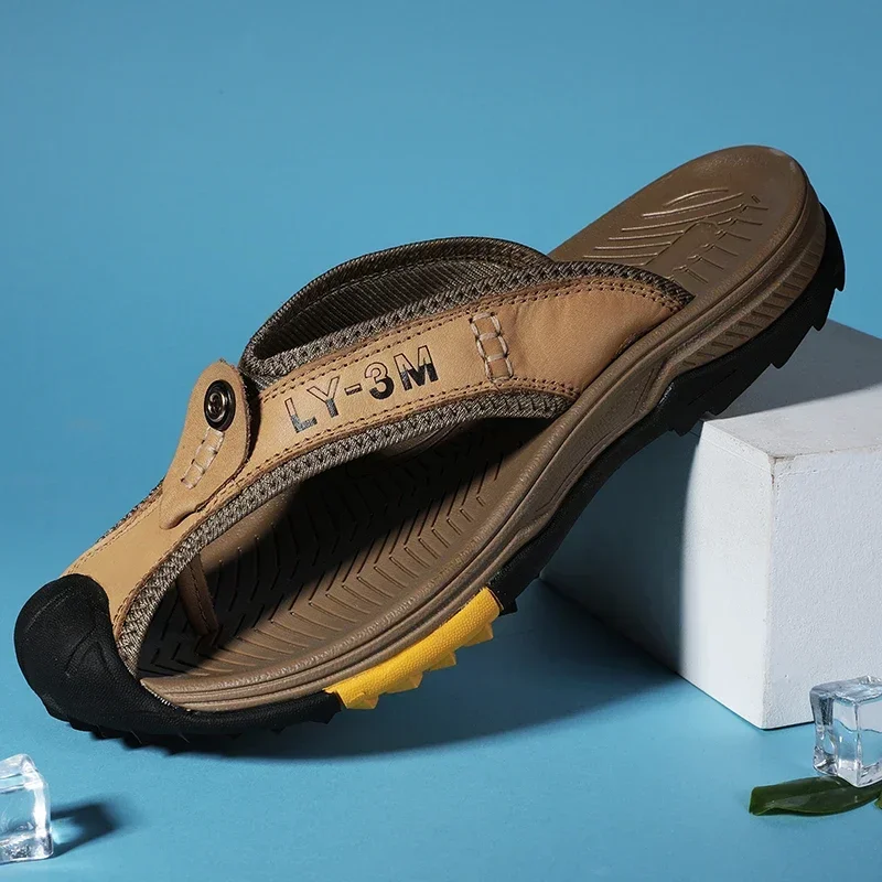 Mens Leather Sandals for Outdoor Beach leather sandals beach slippers beach sandals