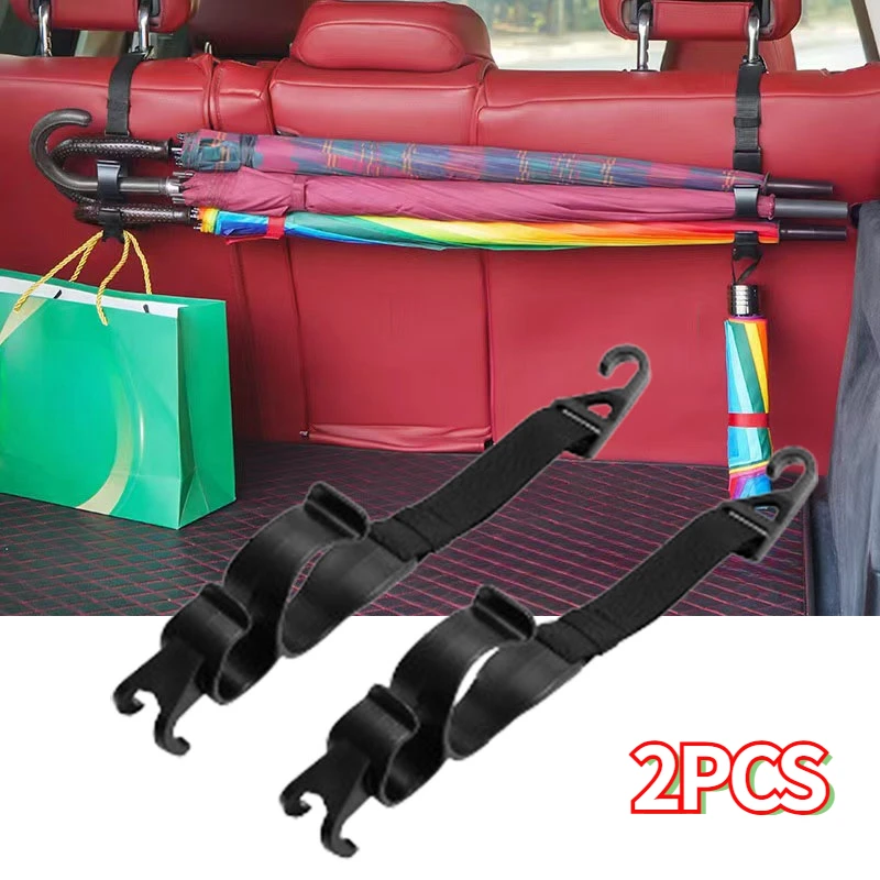 

2pcs Car Back Seat Hook Multi-function Rear Seat Headrest Hanging Hook Umbrella Holder Seat Back Storage Hook Auto Interior Tool