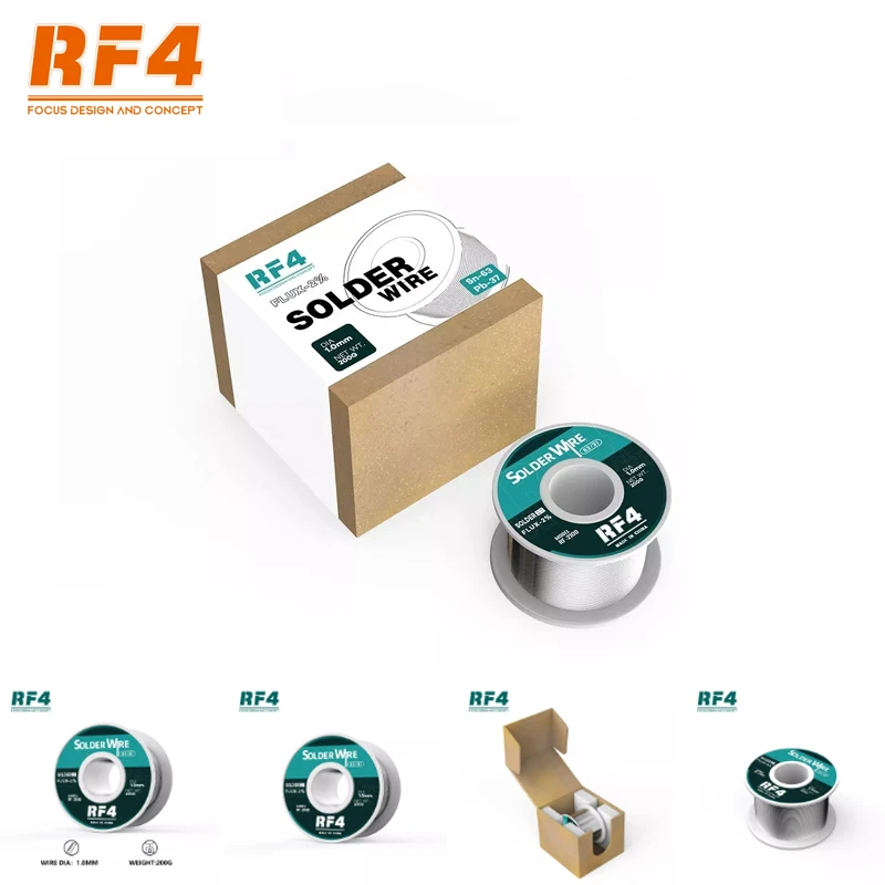 RF4 작은 잔류 물 200g 고순도 납땜 와이어 6337 주석 납 용접 와이어 전자 납땜 0.8 0.6 납땜 제거 와이어