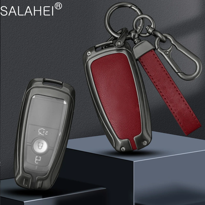 

Zinc Alloy Leather Car Smart Key Case Full Cover Shell For Ford Raptor F150 Explorer Mustang Fusion Escape F250 F350 F450 RAPTOR