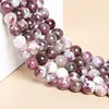 Natural Stone Plum Flower Tourmaline Genuine Round Loose Spacer Health Gemstone Beads For Jewelry Making DIY Bracelet Accessory 4