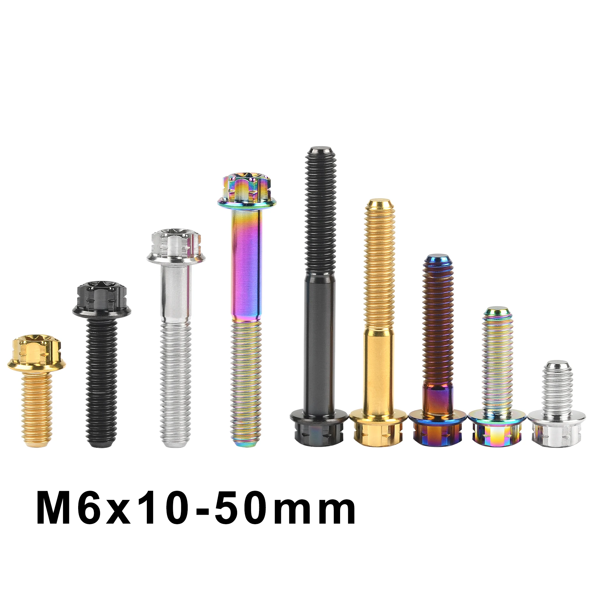 

Weiqijie 6pcs Titanium Bolts M6 x10 15 20 25 30 35 40 45 50mm Torx 30 Flange Head Screws for Motorcycle