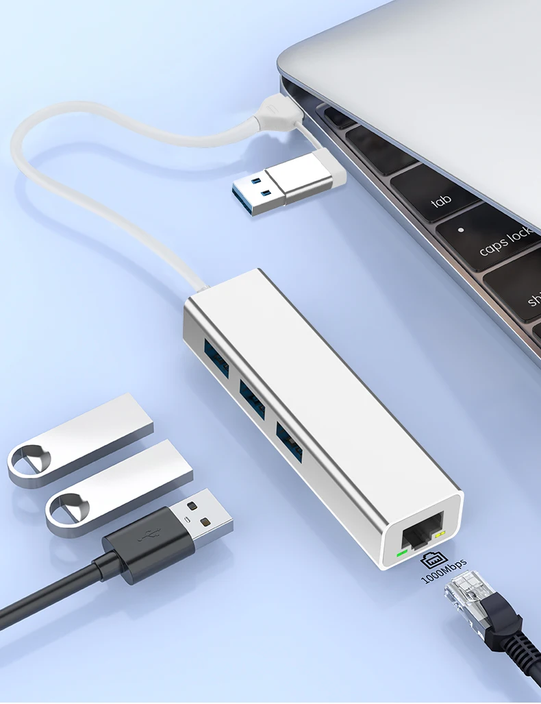 USB3.0, 1000Mbps, Adaptador Ethernet RJ45, 100Mbps, USB2.0,