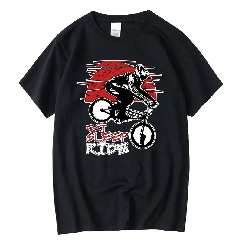 

XINYI Men's T-shirt 100% Cotton Casual Funny Cycling Design Print Summer Loose O-neck T Shirt for Men Short Sleeve T-shirt Male