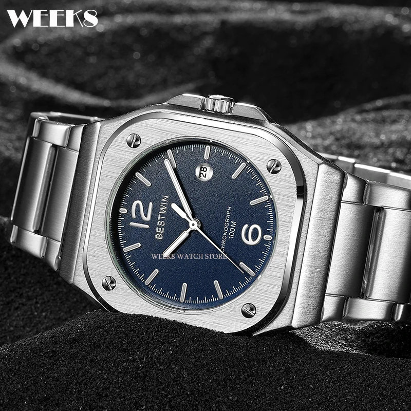 Luxury Men Watch Large Big Dial Square Quartz Wristwatch Sliver Gold Black Blue Reloj Classic Watches Business Man Brand Clock