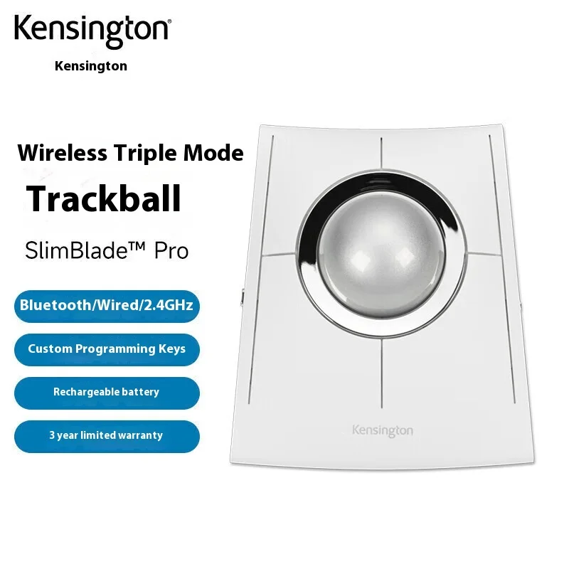 New Kensington trackball mouse wireless/wired SlimBlade Pro white