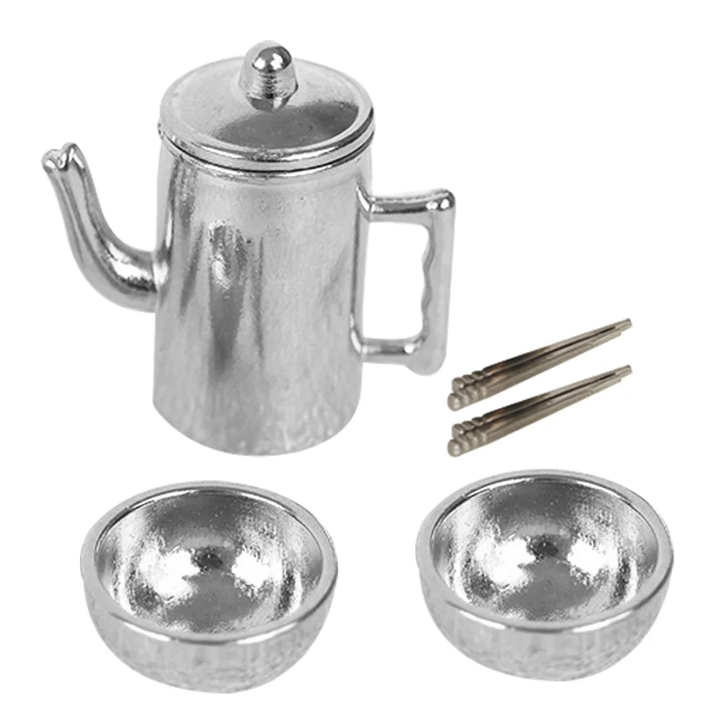 

1 Set Miniature Tableware House Teapot Chopsticks Bowls House Props