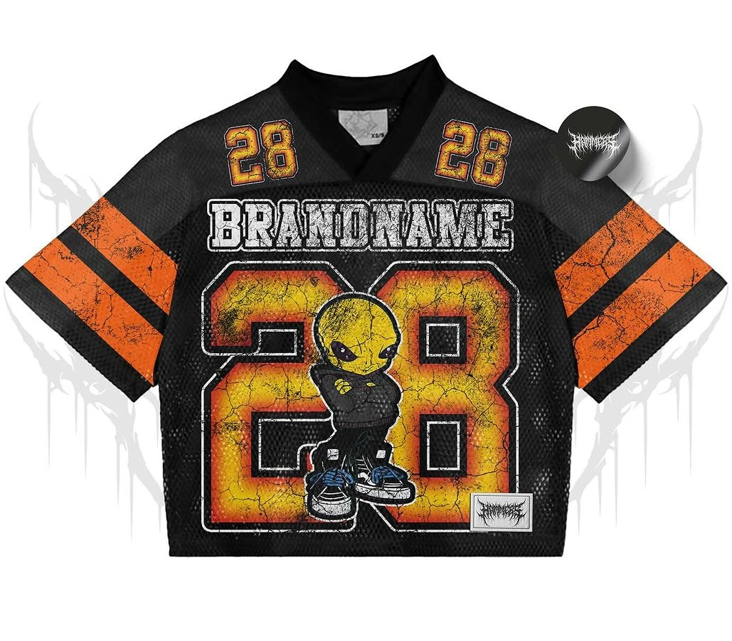 Summer new original American football style V-neck mesh