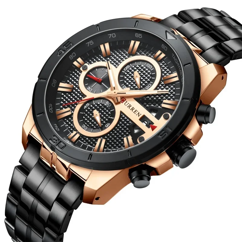 Curren New 8337 Men's Watch Six-needle Multi-function Quartz Calendar Watch Steel Belt Men's