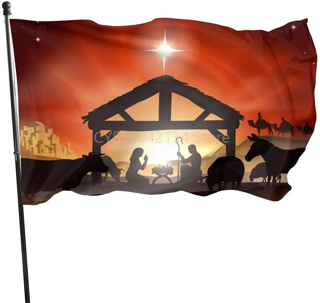 

Winter Christmas Scene Story Flag 3x5ft Polyester Banner Garden Yard House Flags Indoor and Outdoor Sport Decoration