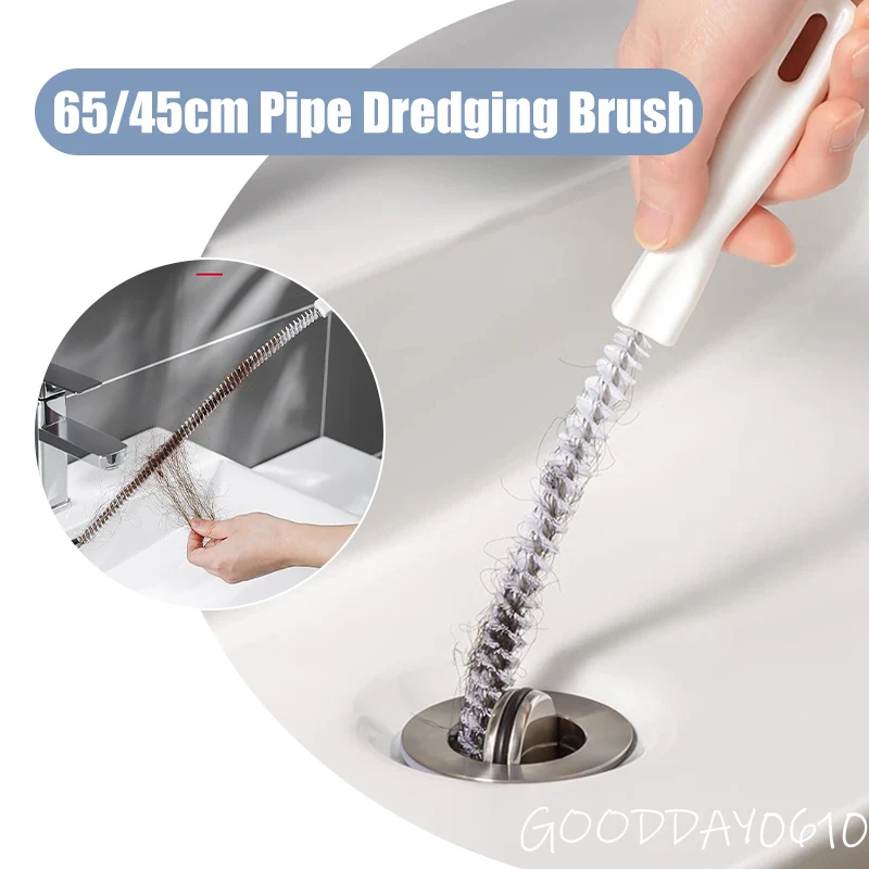 1pc 45CM Pipe Dredging Brush Bathroom Hair Sewer Sink Cleaning Brush  Kitchen Sink Flexible Drain Cleaner Clog Plug Remover Tool - AliExpress