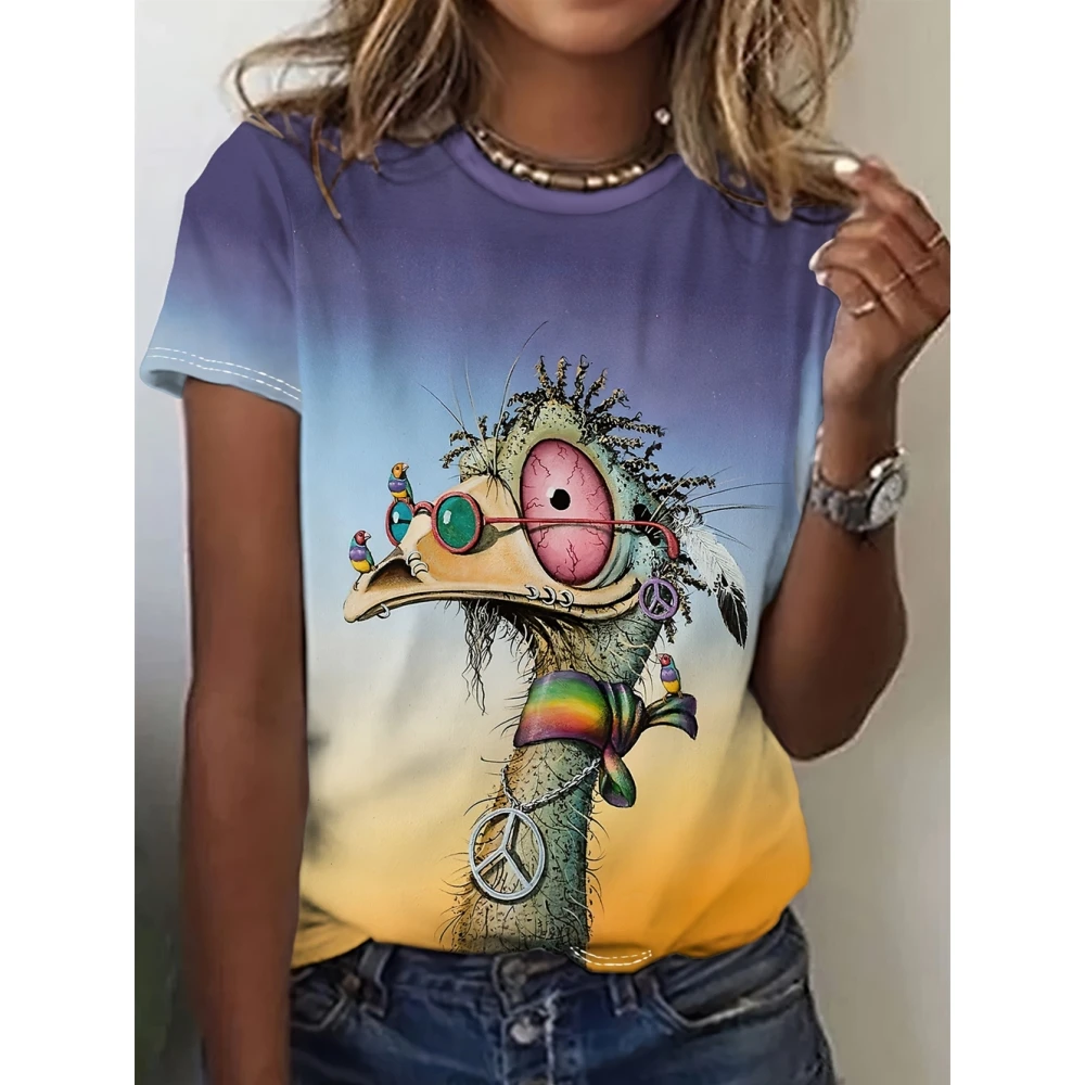 

Women's T-Shirts Cartoon Characters 3d Print Rose T-Shirt Harajuku Casual Short Sleeve Top Tee O Neck Oversized Female Clothing