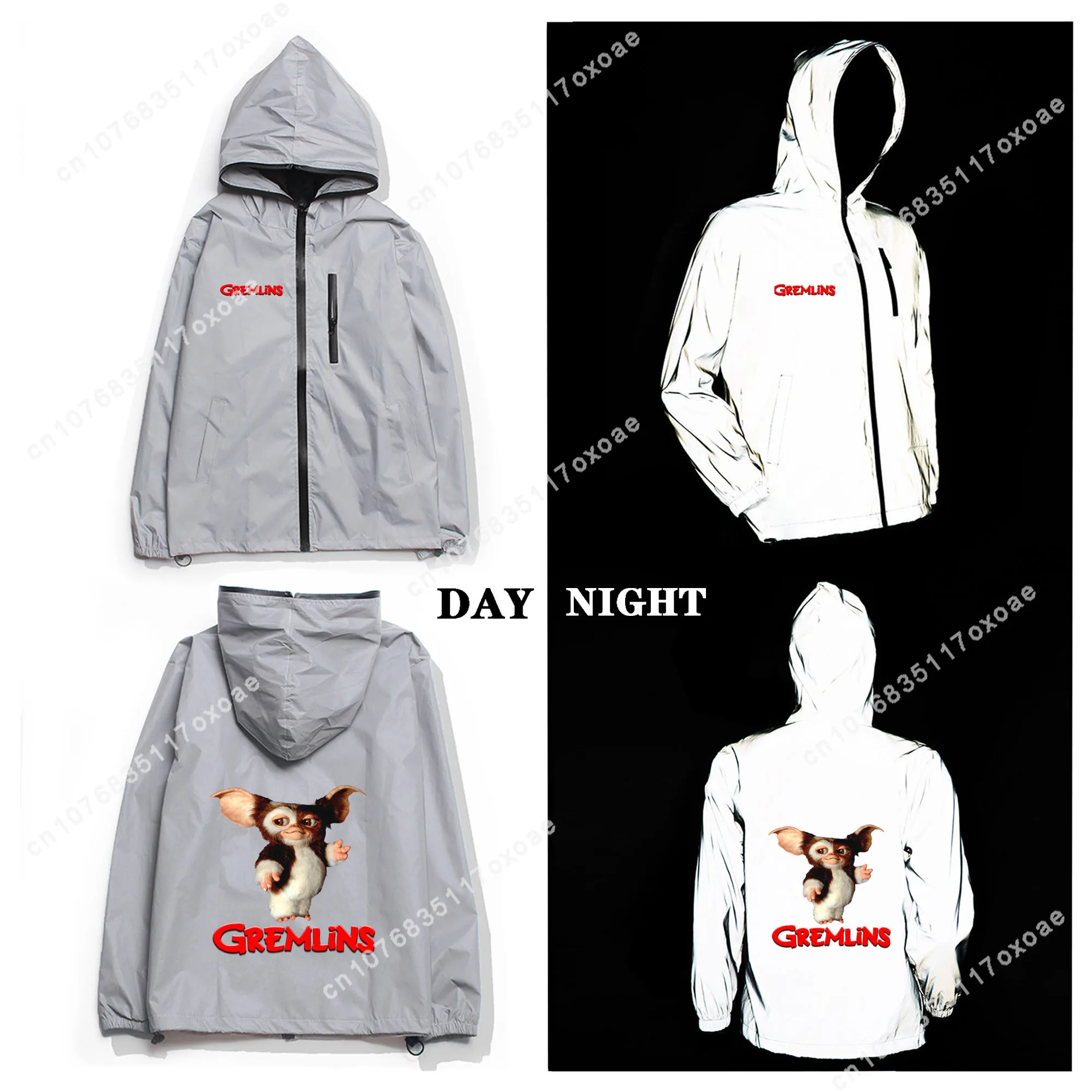 G-Gremlins Reflective Jacket Mens Womens Coat Hooded Windbreaker Pocket Jackets Anime Cartoon Manga Customization Hoodie singapore gardens by the bay cityscape skyline architecture socks cartoon socks womens socks men socks