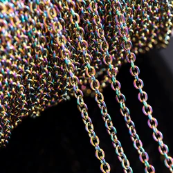 2 Meters Stainless Steel Flat Cross O - shaped Chain for DIY Jewelry and Accessories (Colorful)