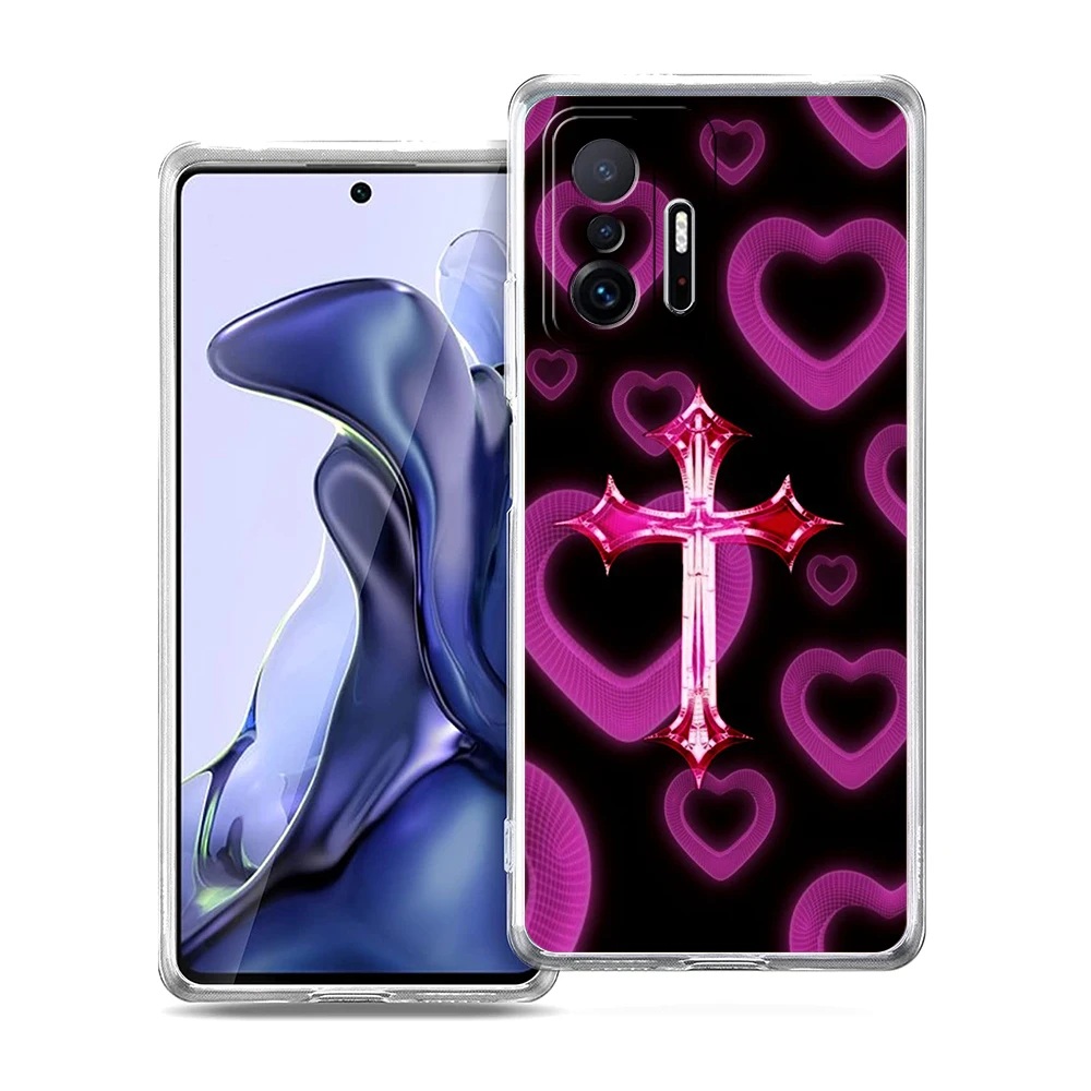 Gothic Cross Bling Glitter Soft TPU Transparent Phone Case