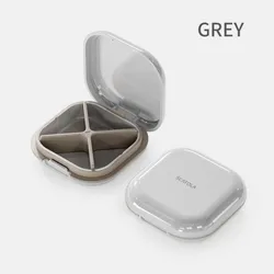 Compact Outdoor Travel 4 - Compartment Pill Organizer and Storage Box - Small (Gray)