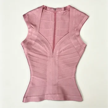 Women's Bandage Elastic Tight Vest Solid Deep V Neck Tank Top Sleeveless Zipper Blouse 2026 New Lady Spring Summer Party Tees 1