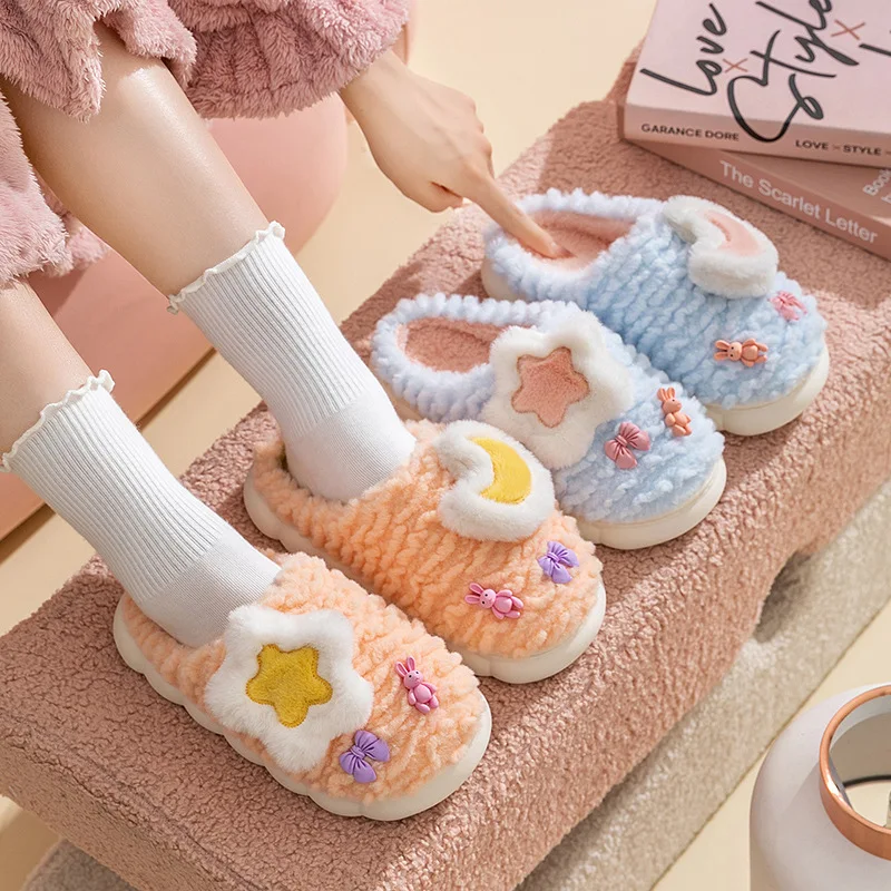 Soft Plush House Slippers Warm Plush Women's Winter Indoor Shoes Cloud Slipper Thick Platform Fluffy Women home Cotton Slides