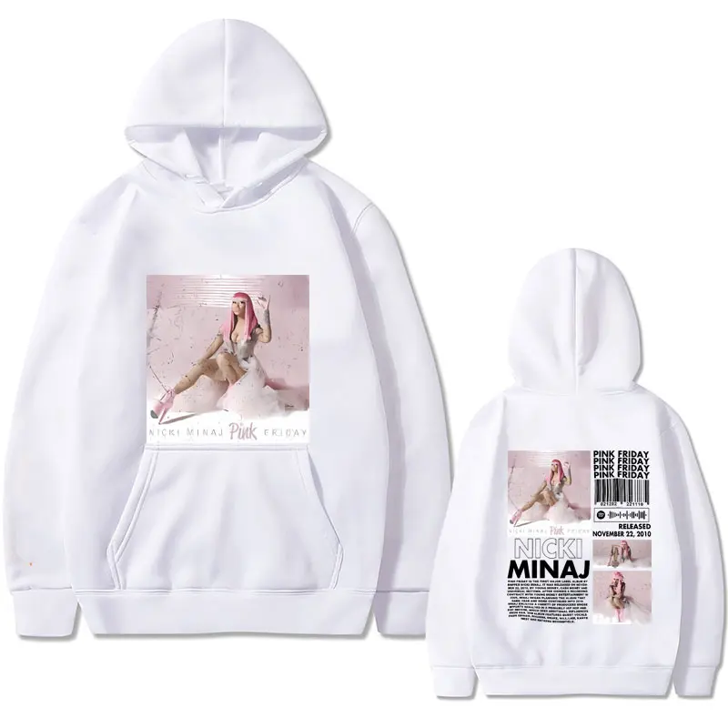 Rapper Nicki Minaj Pink Friday Album Cover Print Hoodie Men Women Hip Hop Oversized Sportswear Unisex Fleece Cotton Sweatshirt