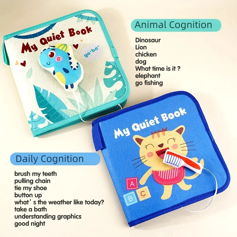 Montessori Felt Book Baby Busy Board Toys Early Educational Sensory Activity Book Preschool Learning Toy for Children 1 2 3 Year 6