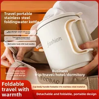 Portable Stainless Steel Folding Mini Travel Kettle Small Dormitory Home Use Electric Heated Water Cup Without Scale 1