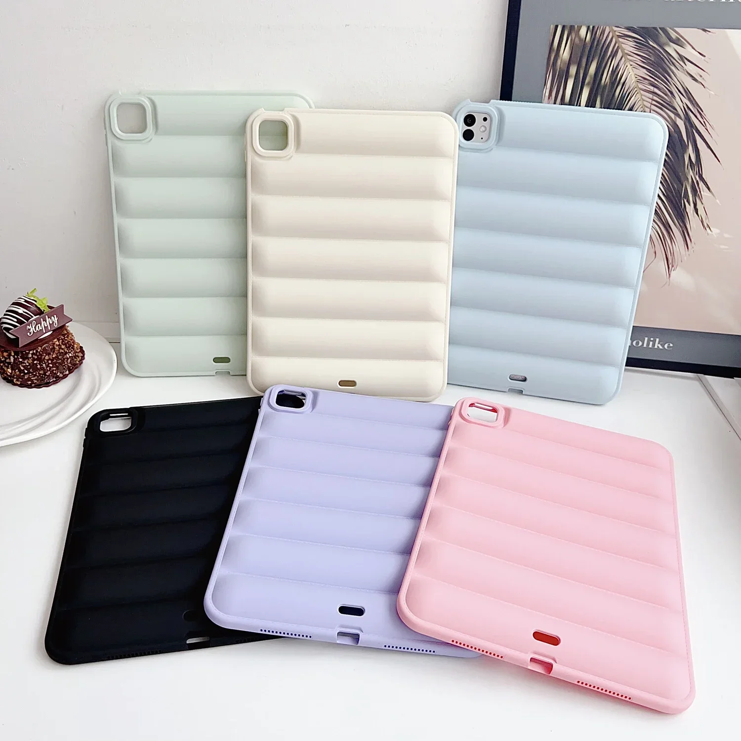 Soft Silicone Matte Tablet Case - Down Jacket Style Cover