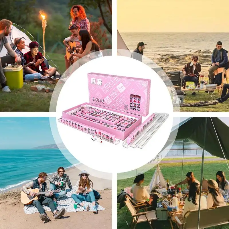 Portable Mahjong Table Set Portable Mahjong Set Mini Mahjong Family Board Game Easy To Carry For Travel Student Dormitory 5