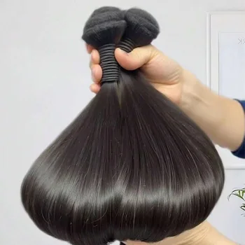 Extensioni di capelli umani vergini lisci naturali neri brasiliani 1B, non trattati, da 40, 42, 44 pollici, in bundle da 1/2/3/4 pezzi