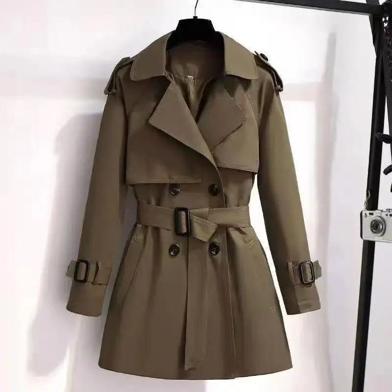 Women's Autumn Winter New Fashion Solid Color Half Open Collar Button Pocket Bow Long Sleeved Slim Fit Medium Length Jacket