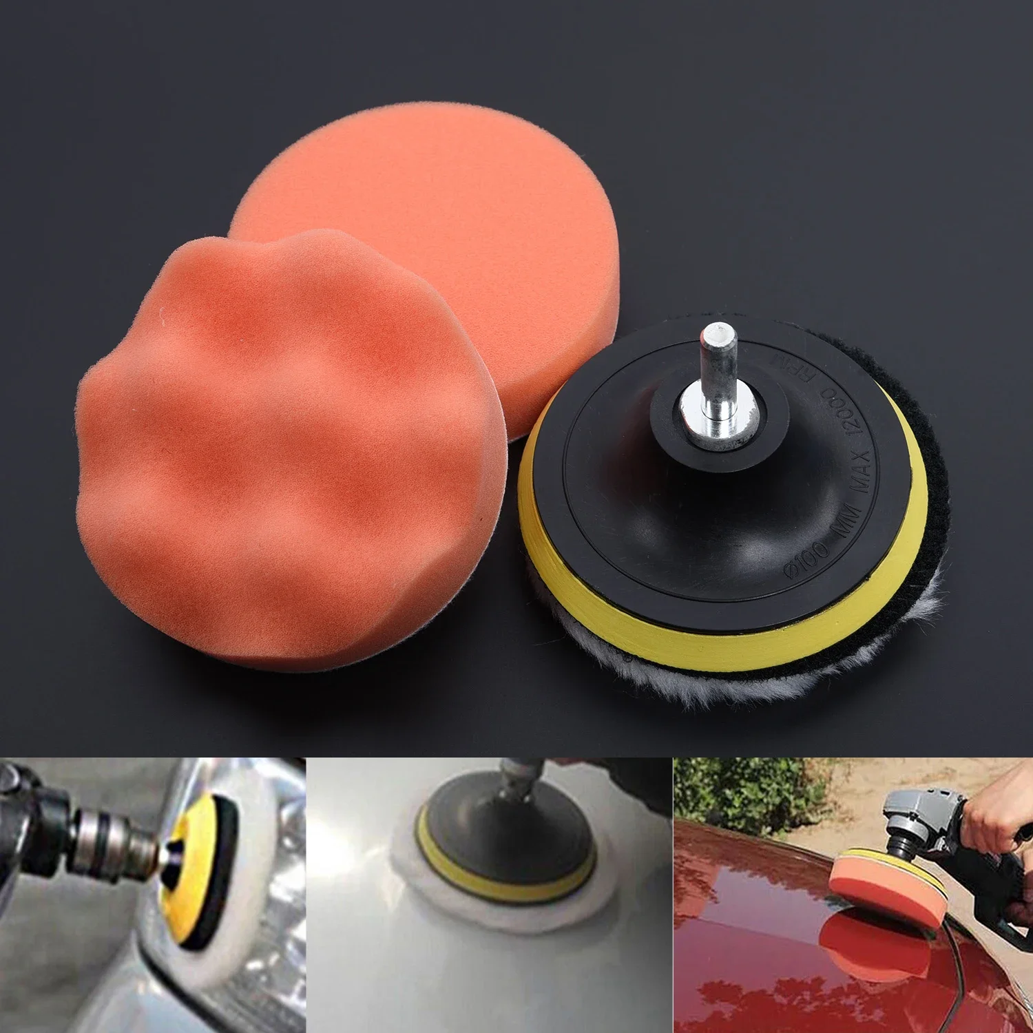 Car Polisher Pad Kit Tool Drill Adapter 5Pcs/Set