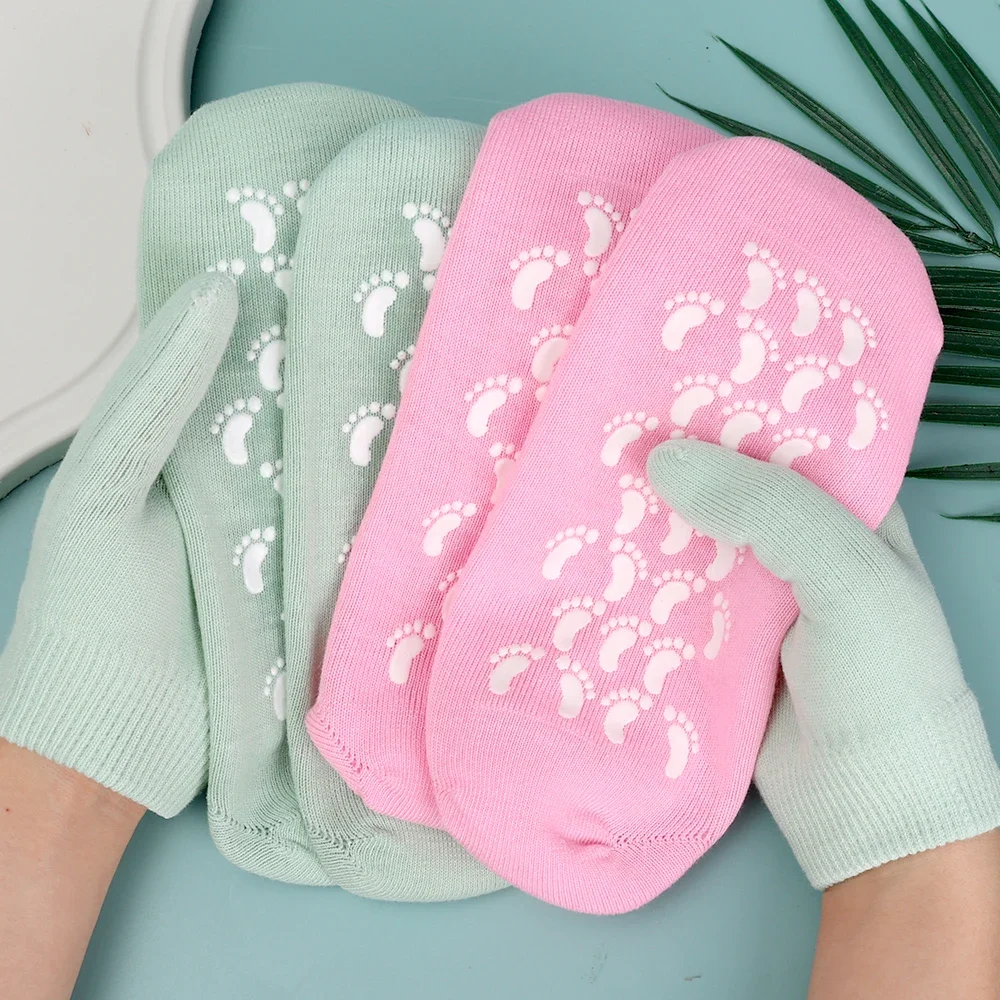 Silicone Moisturizing Mask Socks Reusable Exfoliating Anti Crack Protective Gloves Dry Dead Skin Remover Tools Hand Foot Care Silicone Gel Socks Foot Care Tool Foot Pedicure Tool Foot Care Socks