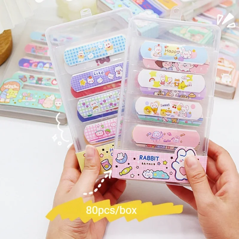 80pcs/box Cartoon Band Aid Kawaii Wound Dressing Patch for First Aid Strips for Children Kids Sticking Plaster Adhesive Bandages 3