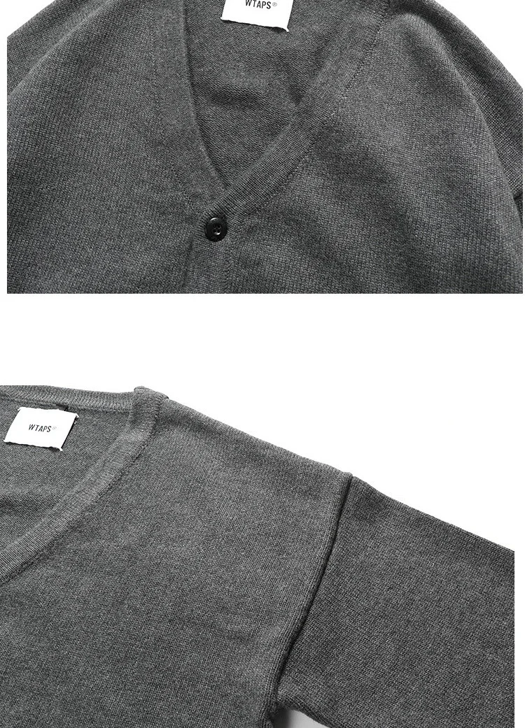 WTAPS 남성용 가을 겨울 스웨터 가디건, 일본 하라주쿠 스타일, 루즈 캐주얼 니트 카디건, 스웨터 재킷, 트렌드 브랜드