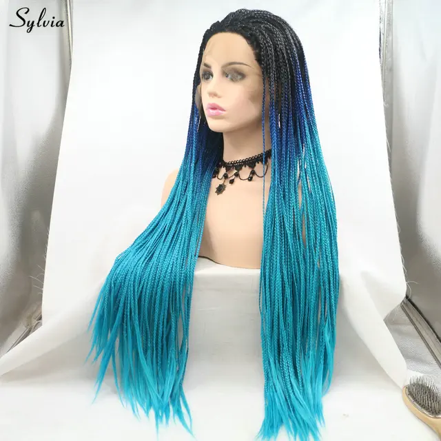 Sylvia Black Ombre Blue Braided Box Braids Wig Synthetic Lace Front Wigs  For Women Heat Resistant Fiber Blue Ocean Indie Pop Wig - Synthetic Wigs(for  Black) - AliExpress