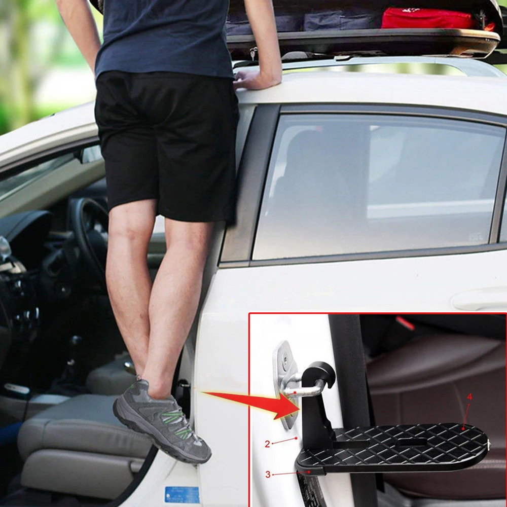 

Multifunction Foldable Car Roof Rack Step Car Door Mini Foot Pedal Universal Latch Hook Auxiliary Foot Pedal Aluminium Alloy