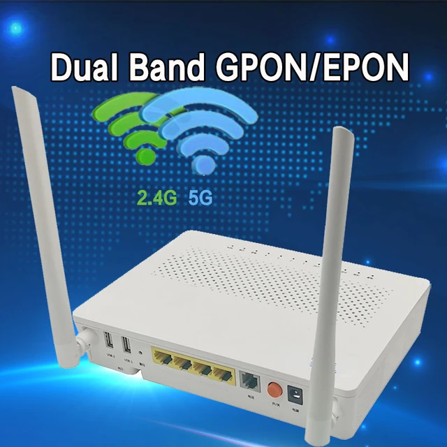 Enrutador de fibra óptica XPON ONU GE + 2USB + TEL HGU WIFI 2,4G y