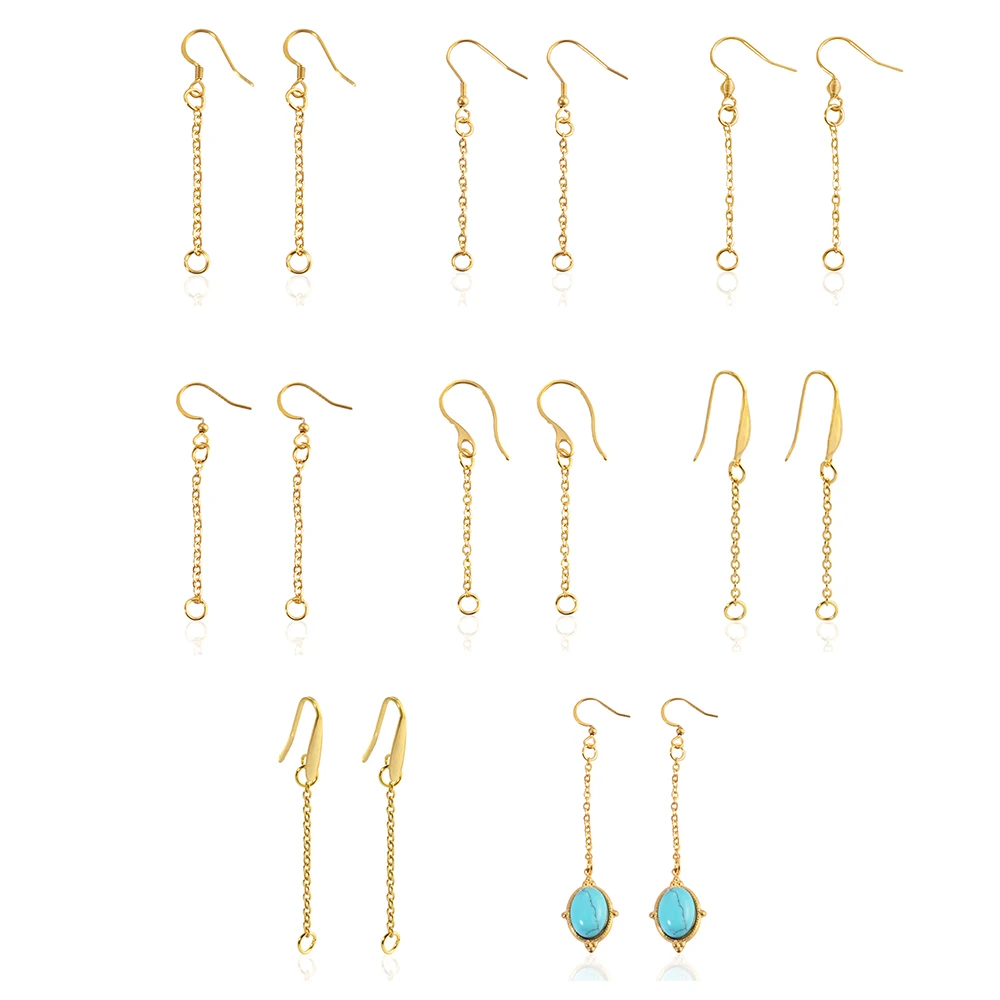 20pcs Earring Hooks Wires with Long Tassel Chain Drop Connectors for Diy Jewelry Making Finding Supplier 2