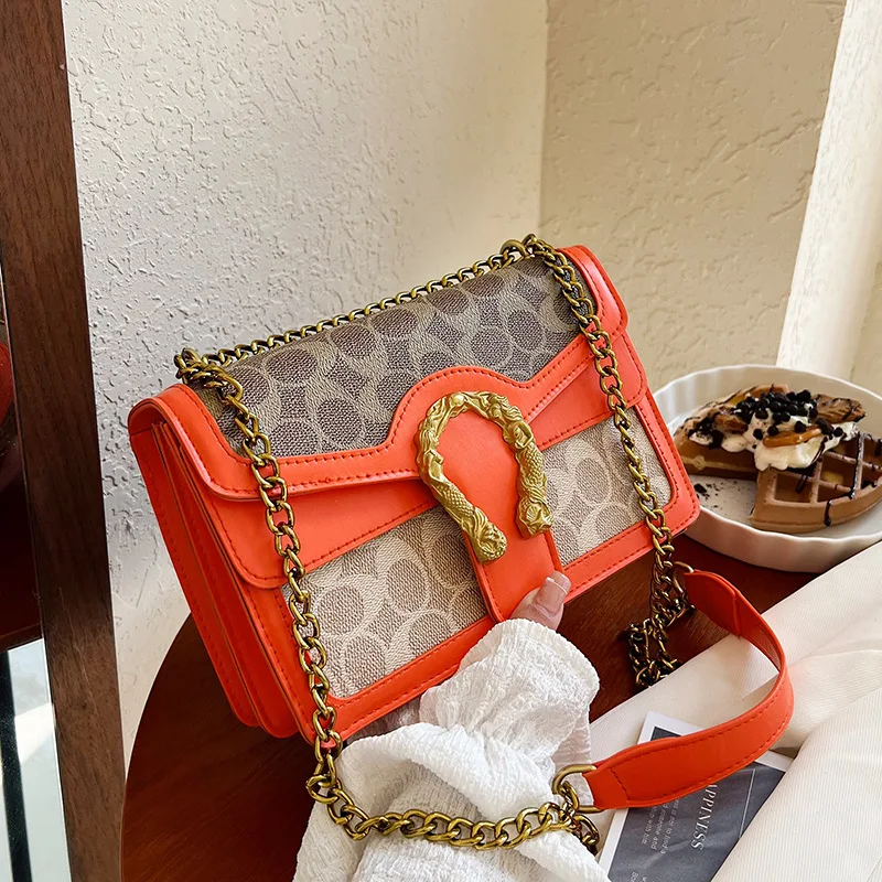 

Handheld women's bag 2023 new Korean fashion Dionysian small square bag casual foreign style printed shoulder bag women's chain