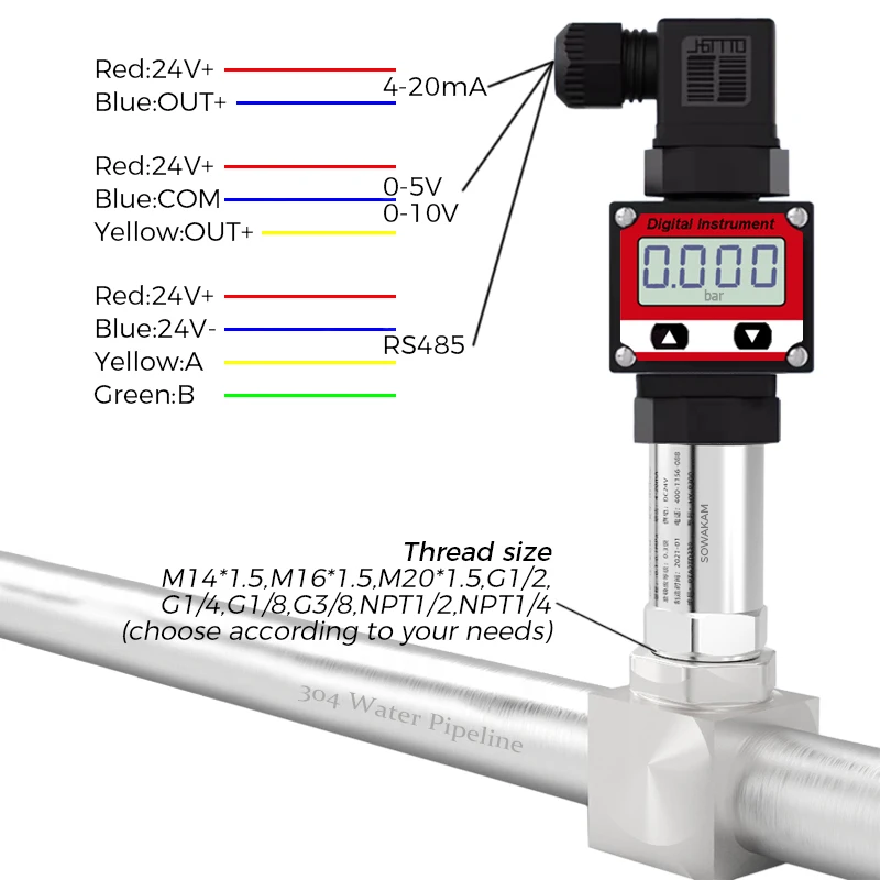 Druksensor 0-250 bar 1/4 BSP | 0-10V