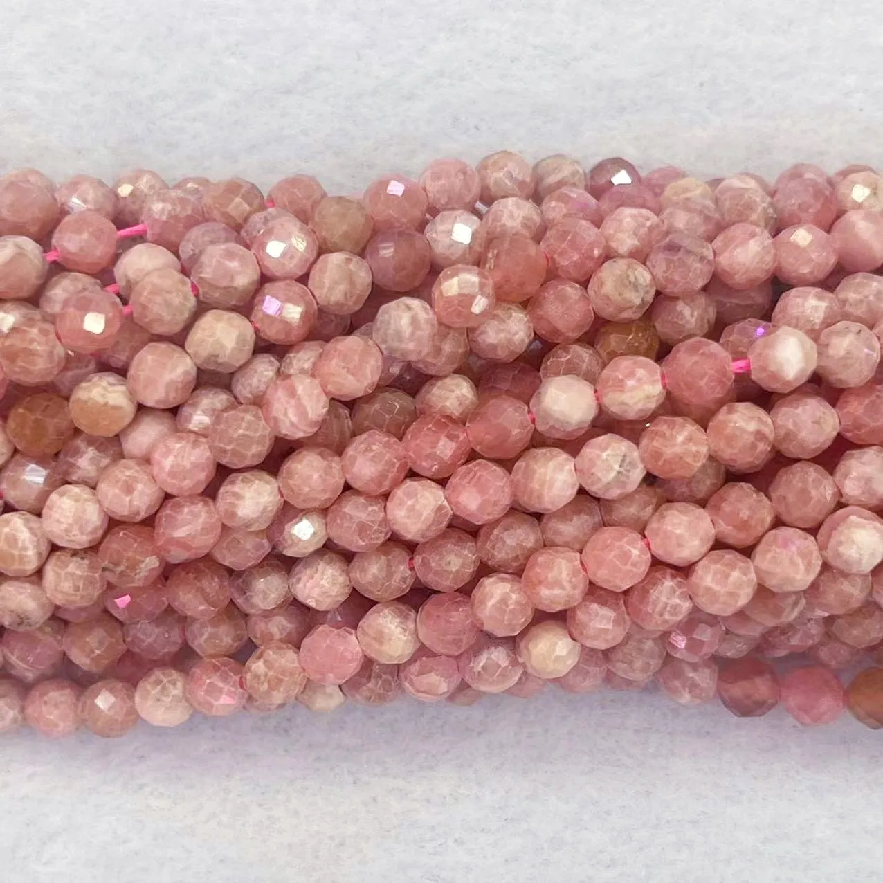 Top Grade Natural Rhodochrosite Round Beads 4MM Noble Pink Section Rhodonite Stone Argentina Raw Ore Dialogite Gem DIY Jewelry