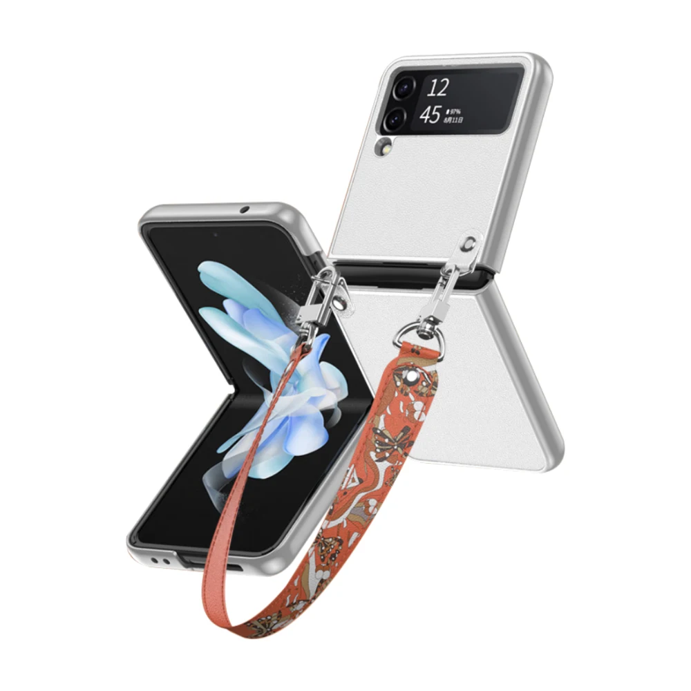 Light Luxury Wristband Style Case for Samsung Galaxy Z Flip4 Z Flip5 Ultra-thin Drop-resistant Leather Design Ladies' Shell
