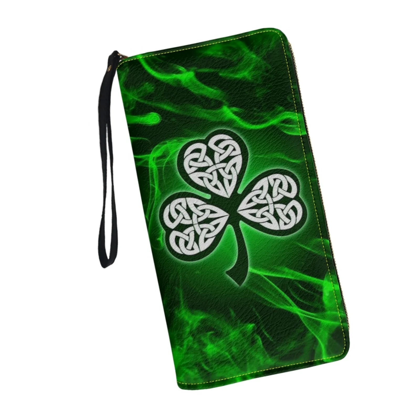 

Belidome Irish Shamrock Wallet for Womens RFID Blocking PU Leather Zipper Around Wallets Clutch Wristlets Travel Long Purse