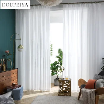 1Pc Super Soft Chiffon White Tulle Sheer Curtains for Living Room Lining Bedroom Window Decor HOTEL Door Luxury Modern 거즈 커튼