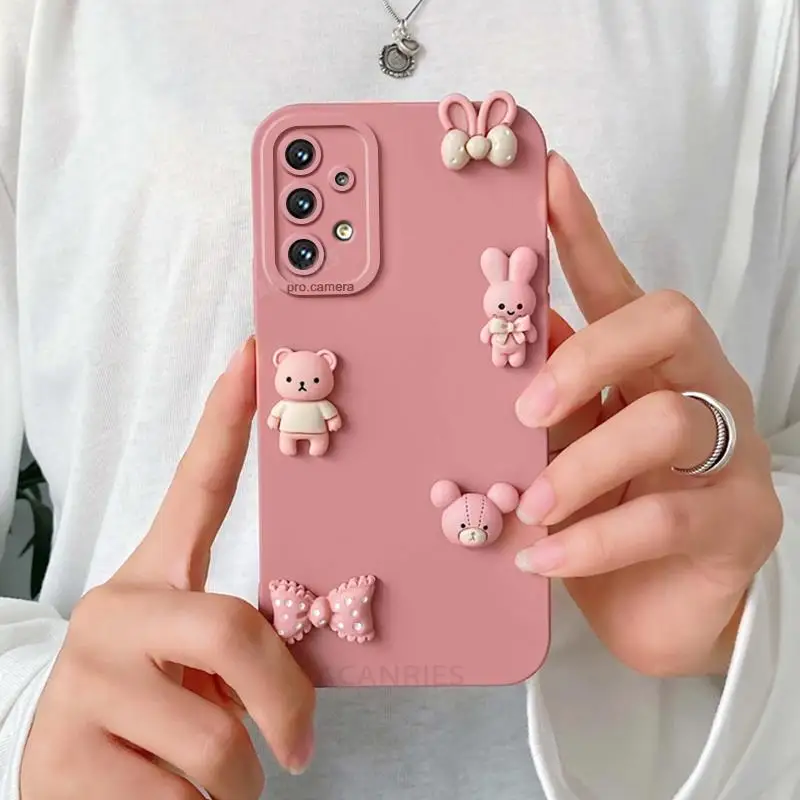 Cute 3D Bears Silicone Cartoon Back Cover