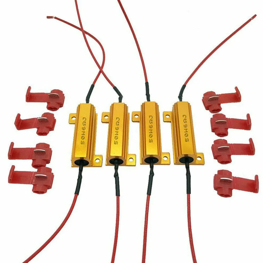 LED Load Resistor 4Pcs Indicator Ballast Flash Rate Relay Turn Signal Bulbs 50W 6 Ohm