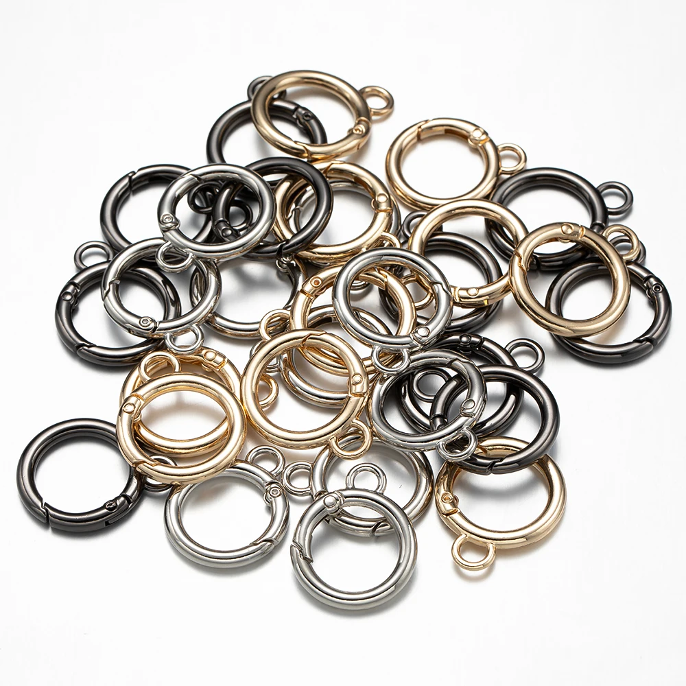 5 stücke 16/19mm Runde Karabiner Clips Frühling Snap Haken Schnalle Für DIY Schlüssel Ring Anhänger Schlüsselbund Handtasche handwerk material Machen Liefert – Detail 4