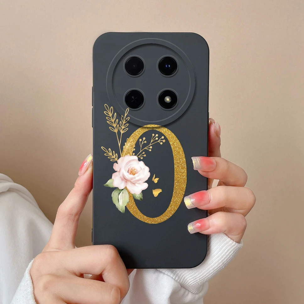 Elegant Floral Letter Design Soft Silicone Protective Phone Case Cover